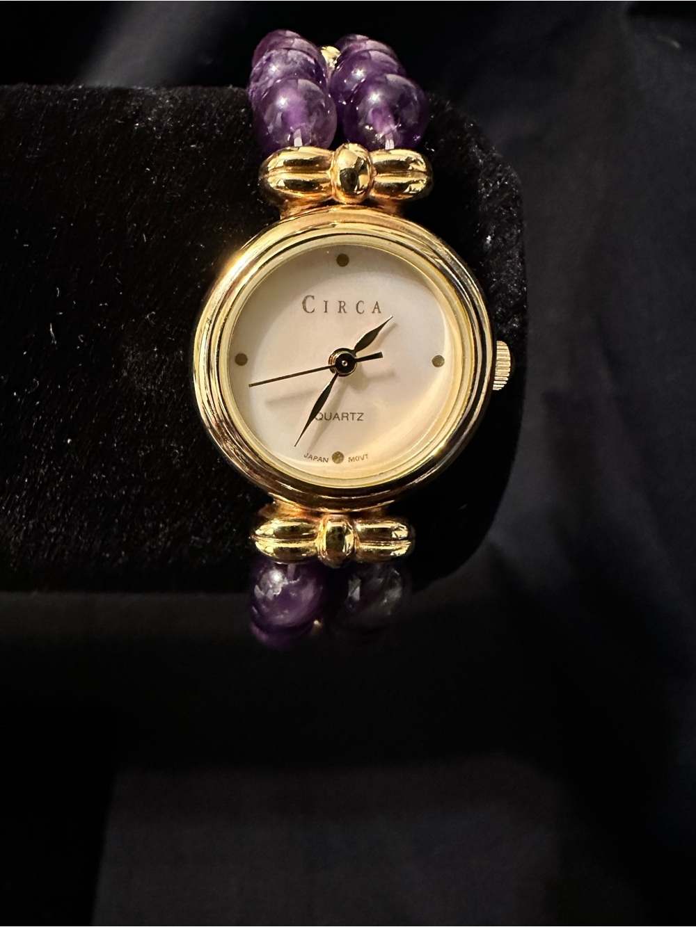 Circa Gold-Tone Watch with Purple Beaded Bracelet